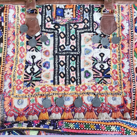 Artisan Banjara zari Boho  Embroidered bag Handmade Patchwork Repurposed - Picture 2 of 16